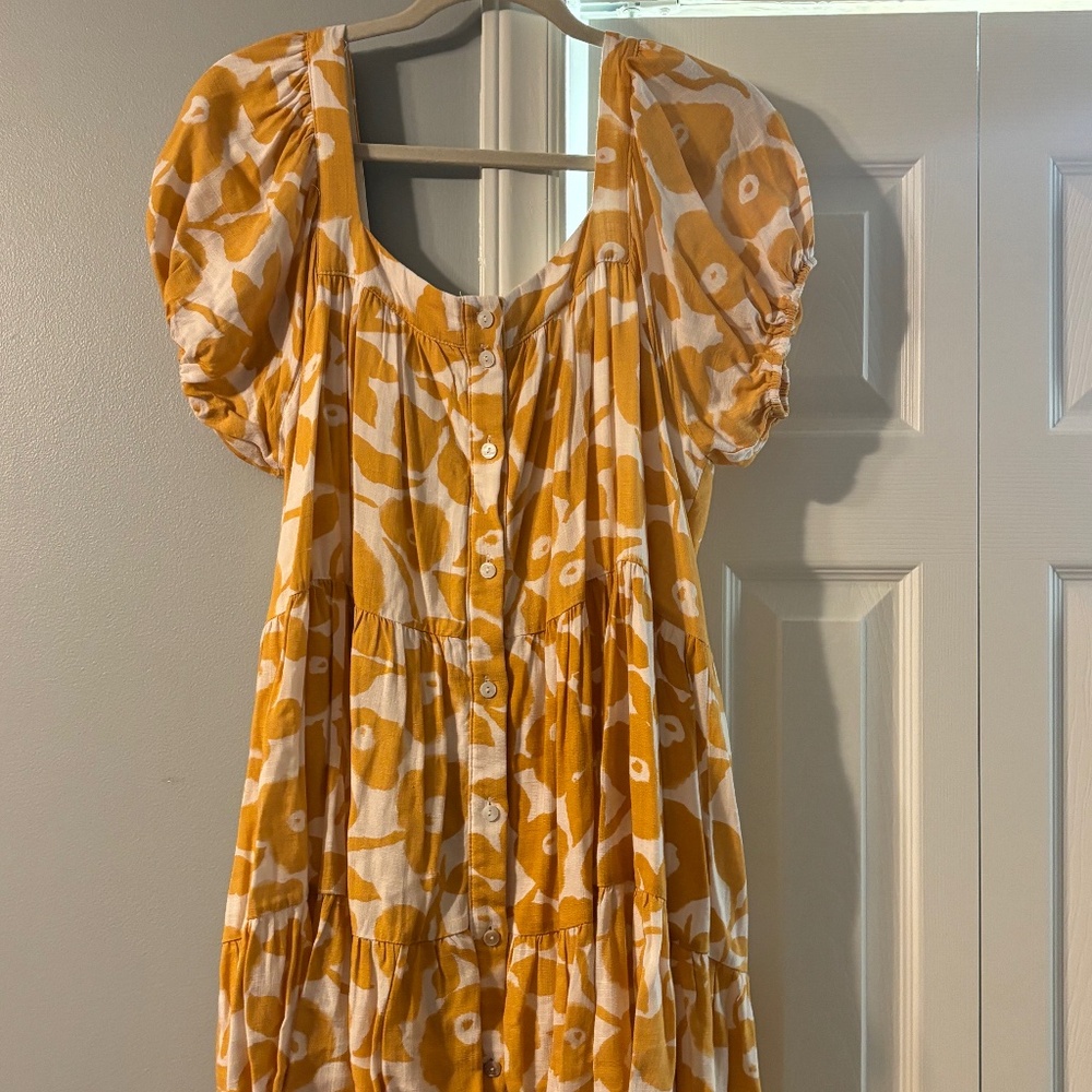 Yellow and cream floral short dress
